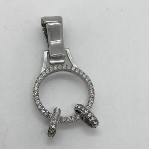 Origami Owl Silver Tone & Swarovski Crystal Circle Lanyard | 2” Length